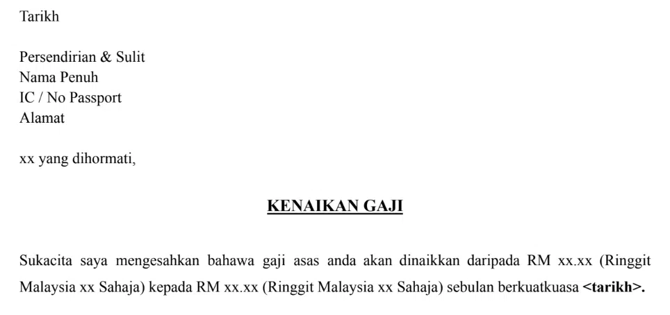 Surat kenaikan gaji